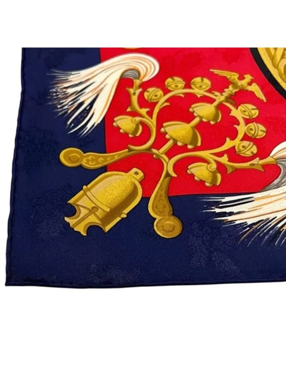 Hermes Scarf Carre 90 Red Navy Feather and Bell - Picture 4 of 7